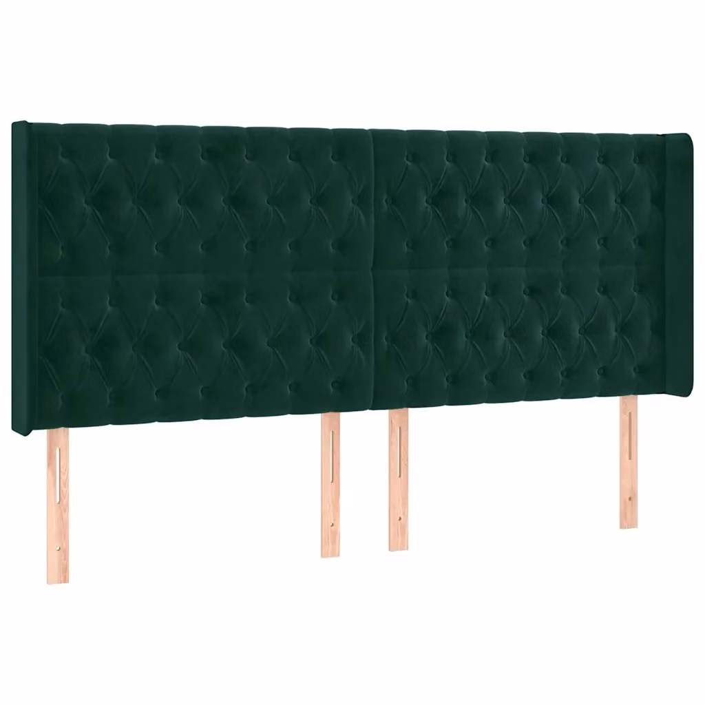 Testiera ad orecchio vidaXL in velluto verde con struttura in legno, L: 183 cm, P: 16 cm, H: 118-128 cm – 2