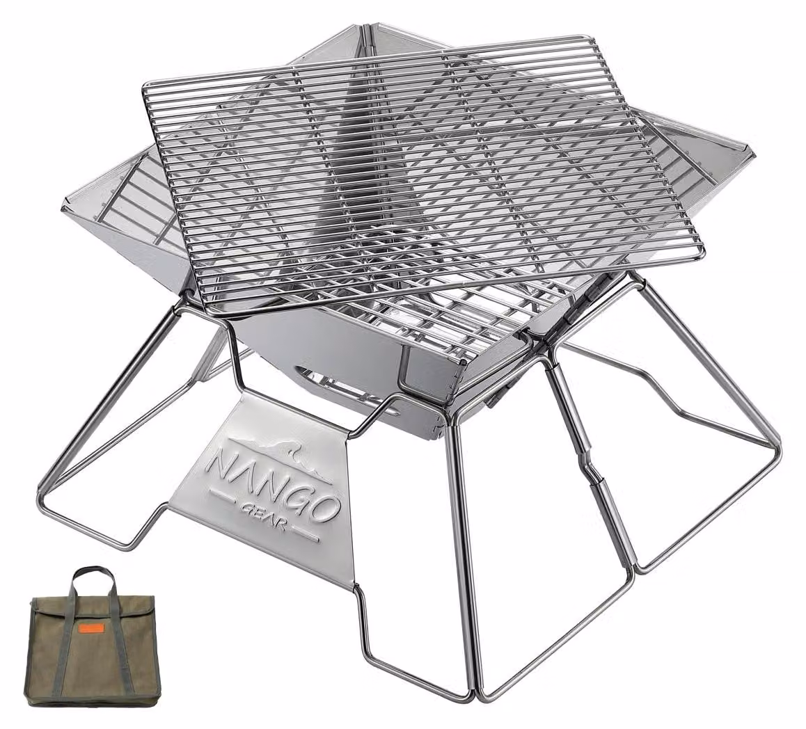 Griglia portatile per barbecue a carbone in acciaio inossidabile, ideale per campeggio