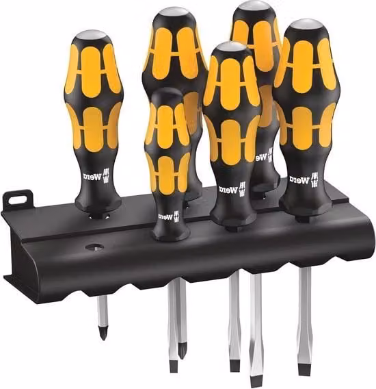 Set di chiavi Wera Kraftform Plus 932/918/6 con chiave a morsa e retrattile, 6 pezzi, nero e giallo