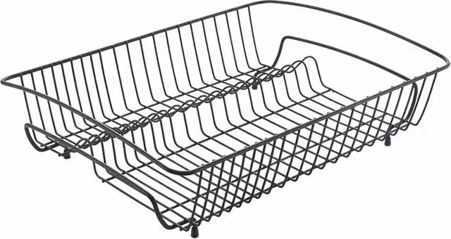 Scolapiatti rettangolare a 1 piano Metaltex in metallo nero L: 50 cm, P: 37 cm, H: 14 cm