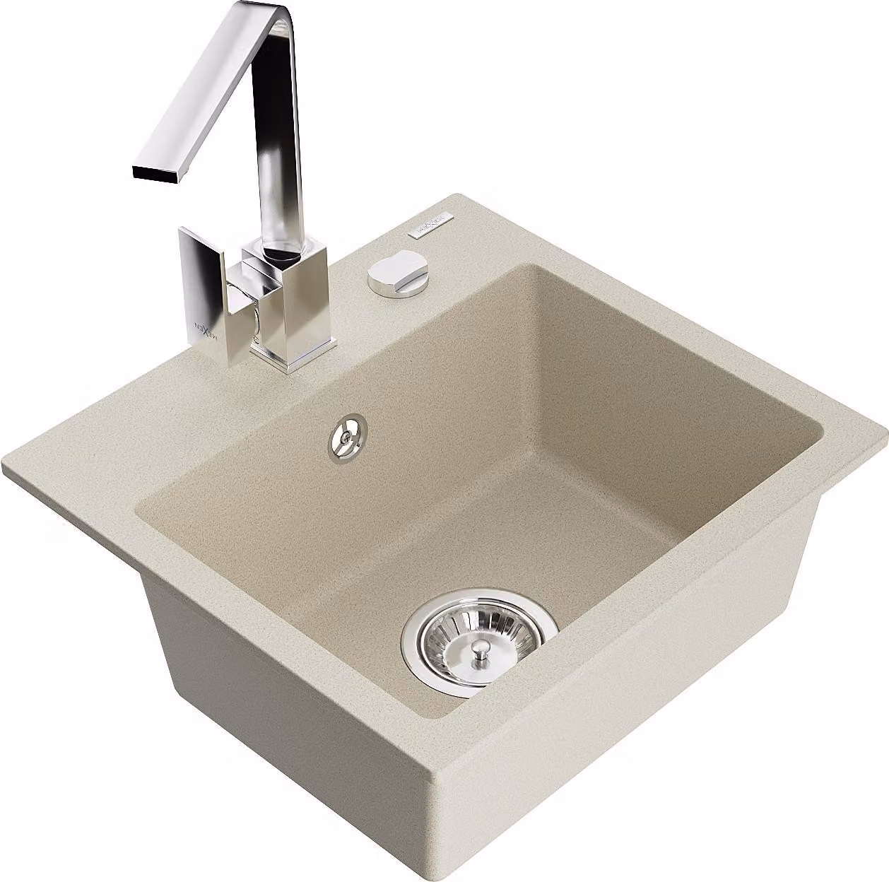 Mexen Milo lavello in granito 1-vasca con miscelatore da cucina Rita, beige - 6505-69-670300-00