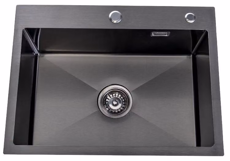 Lavandino online Lendo con foro di rubinetto 59x44x20 cm in acciaio inox nero