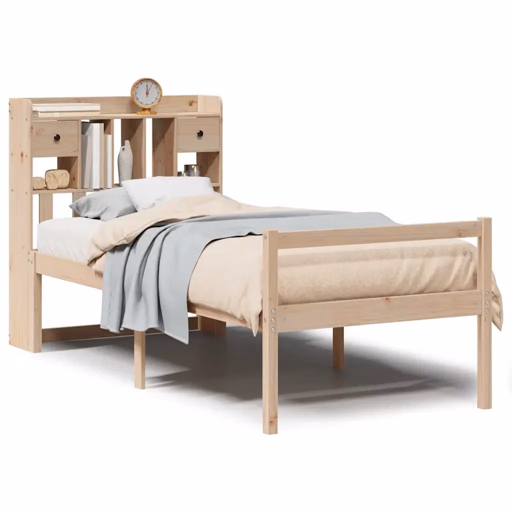 Letto Libreria VIDAXL in Legno Massello di Pino Rustico con Cassetti, L/P/H: 190 x 90 x 110 cm – 2
