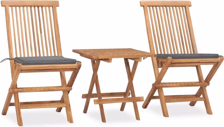 Maison Exclusive - Set da Pranzo Giardino Pieghevole 3 pz Cuscino Massello di Teak