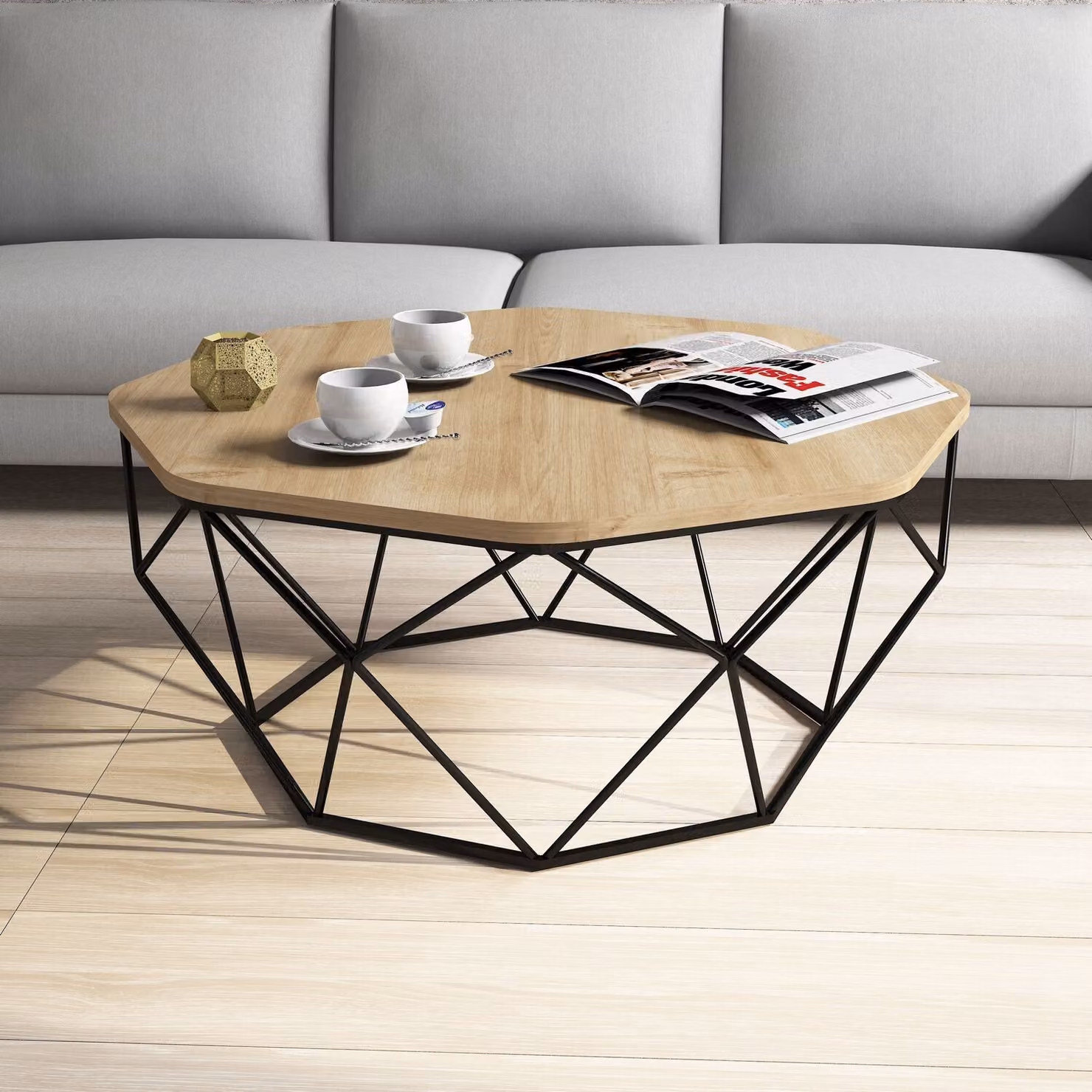 Skye Decor, Diamond - Oak, tavolini da caffè, rovere, 90 x 38 x 90 cm