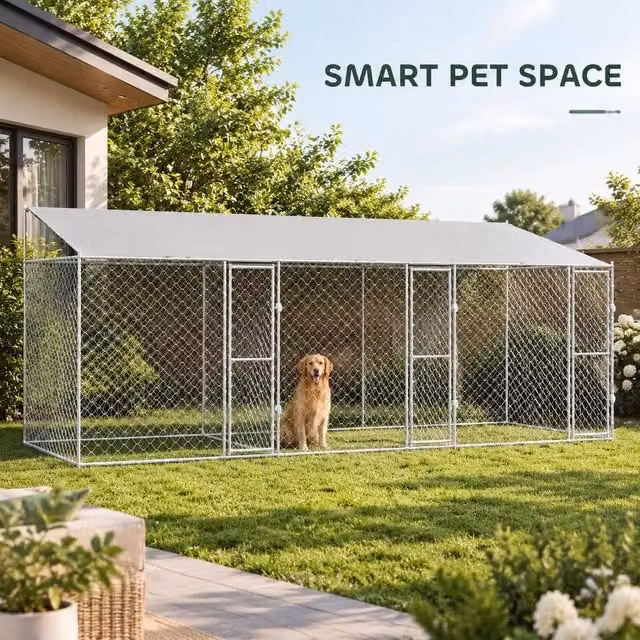 Dog Cage Silver 600 X 200 X 256 Cm Galvanized Steel