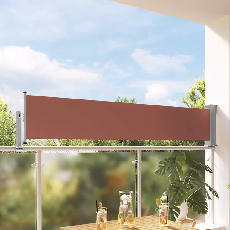 Tenda Laterale Retrattile per Patio vidaXL in Poliestere e Acciaio, Marrone, L: 300 cm, H: 60 cm