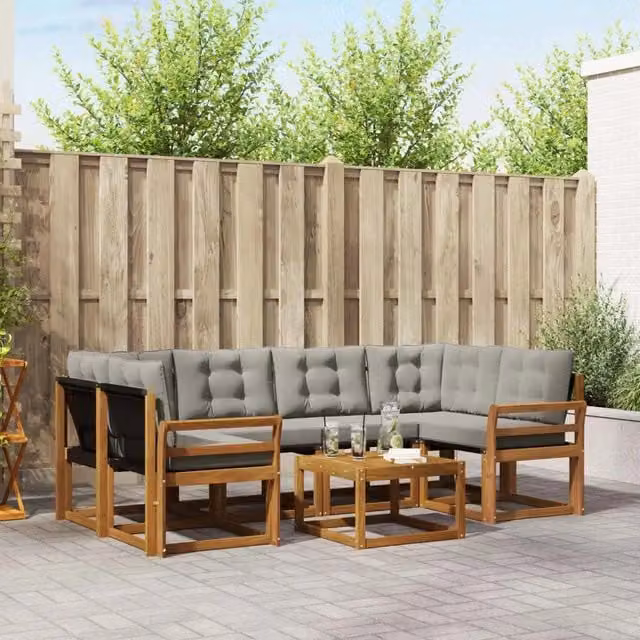Set di divani da esterno 7 pz Grigio Naturale e Chiaro 3368450