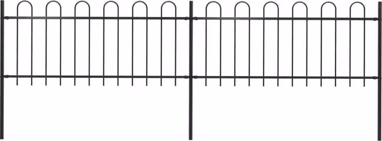 Recinzione da Giardino con Parte Superiore ad Anello in Acciaio 359x80 cm Nero