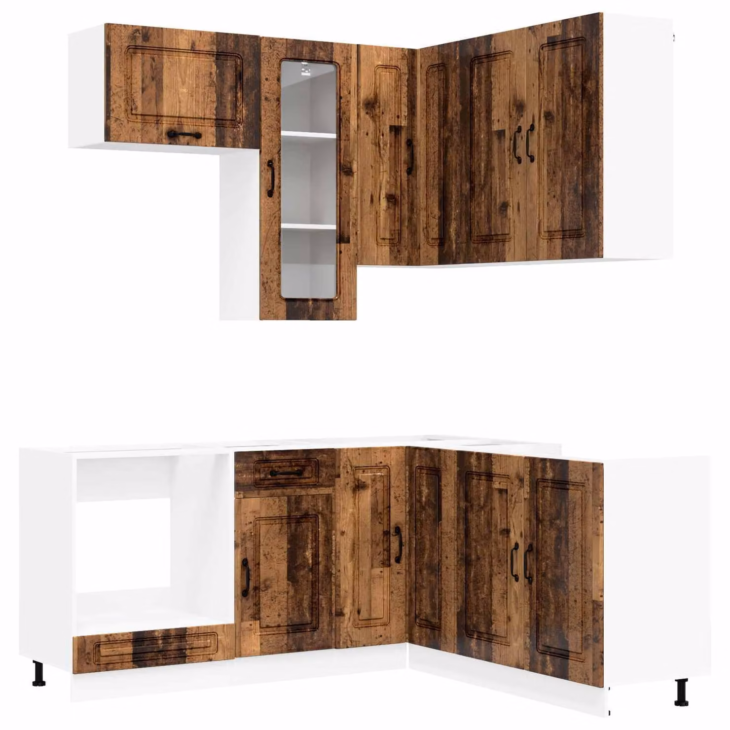 Set da cucina KALMAR, 8 pezzi. Materiale: legno massello riciclato e pannelli di legno