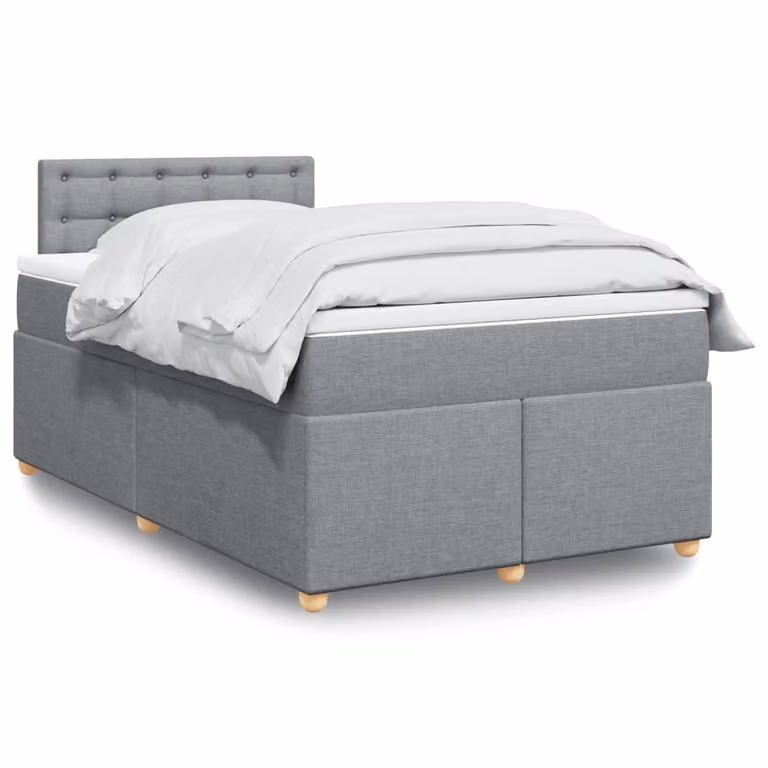 vidaXL Letto Ibrido con Materasso e Struttura Imbottita Grigio e Bianco L/P/H: 120 x 200 x 100,5 cm