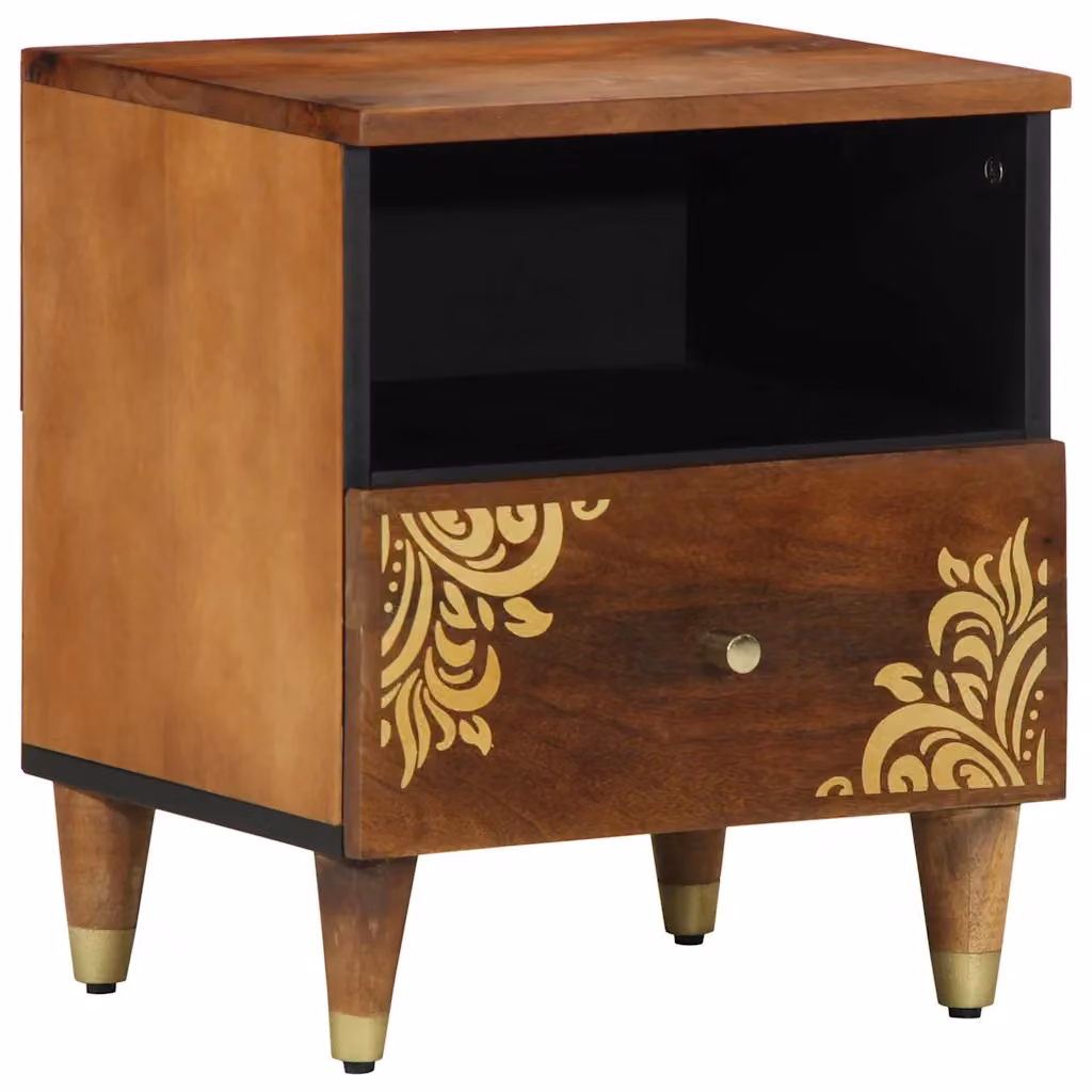 vidaXL Armadio da Notte con Cassetto in Legno Mango Colore Marrone Miele L 40 cm x P 33 cm x H 46 cm