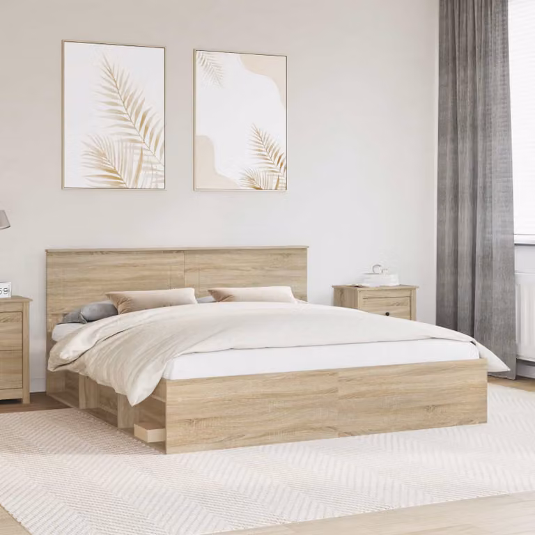Struttura del letto moderna vidaXL Sonoma in legno marrone 200 x 200 cm