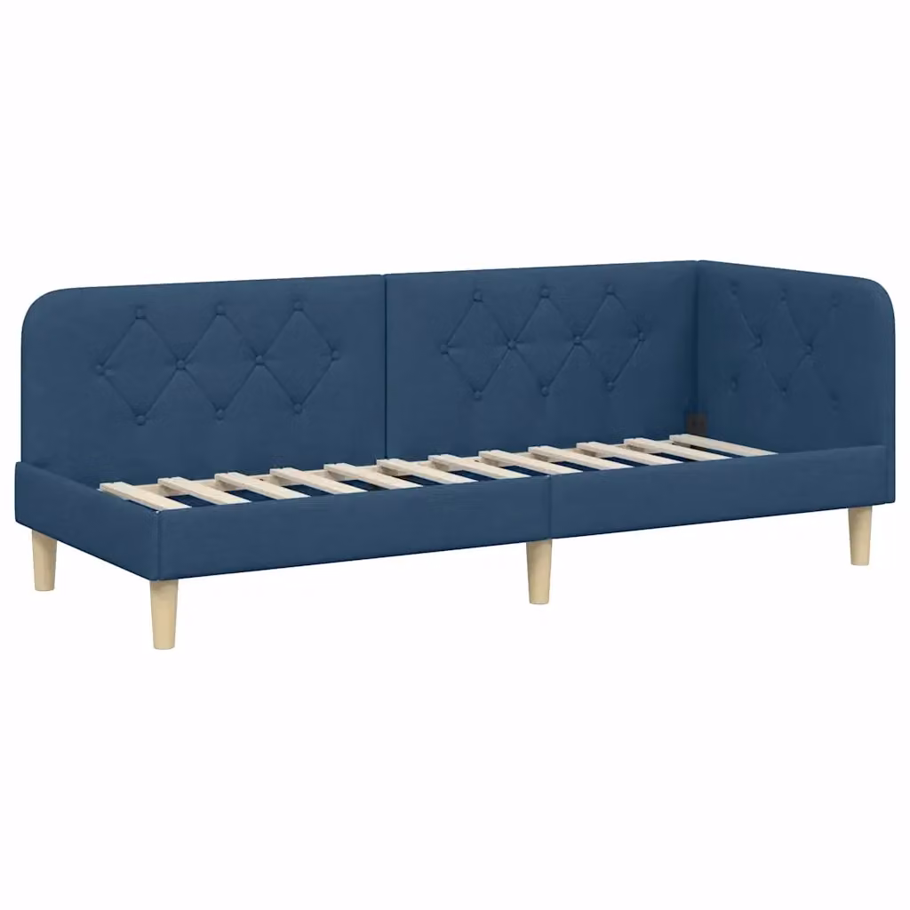 Cornice del letto ad angolo vidaXL in tessuto blu, L 80 x P 200 cm – 2