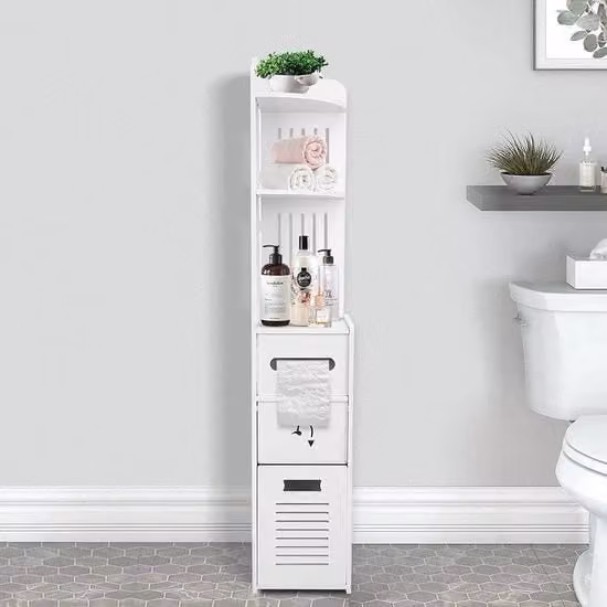 Cassettiera da bagno alta | cassettiera da bagno con cassetto apribile, cassetti scorrevoli, contenitore per il bagno, dimensioni 22 x 20 x 120 cm