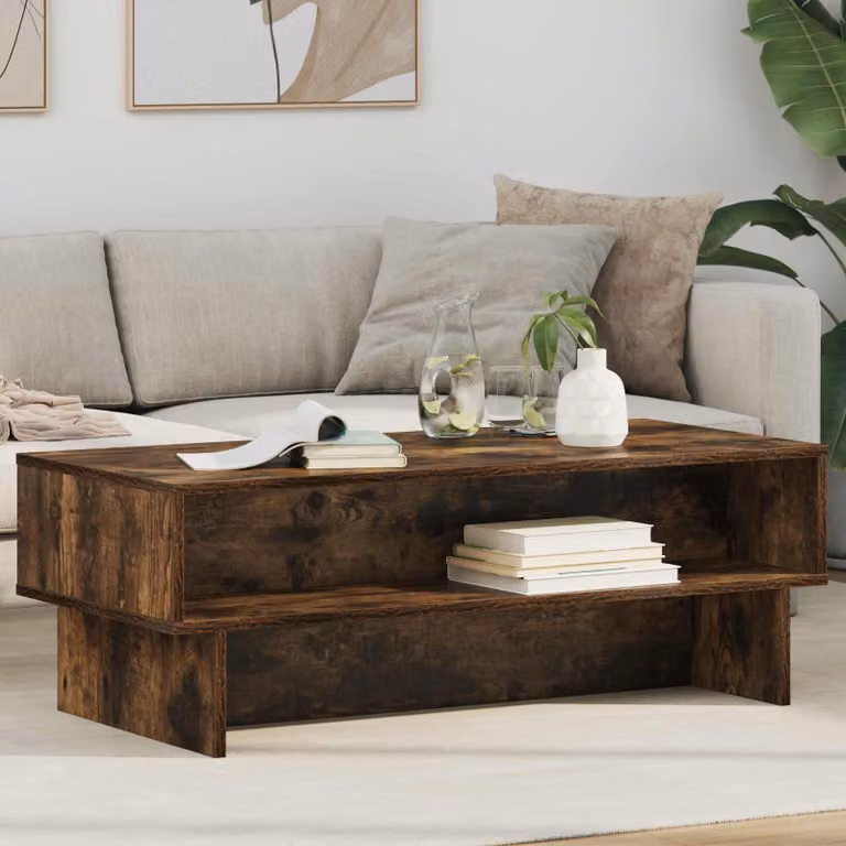 Maison Exclusive - Tavolino da caffè in legno impiallacciato noce, dimensioni 100 x 46 x 35 cm