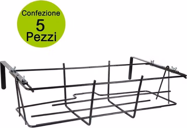 Multipack da 5 pezzi di fioriere da balcone regolabili Verdemax in acciaio colore nero
