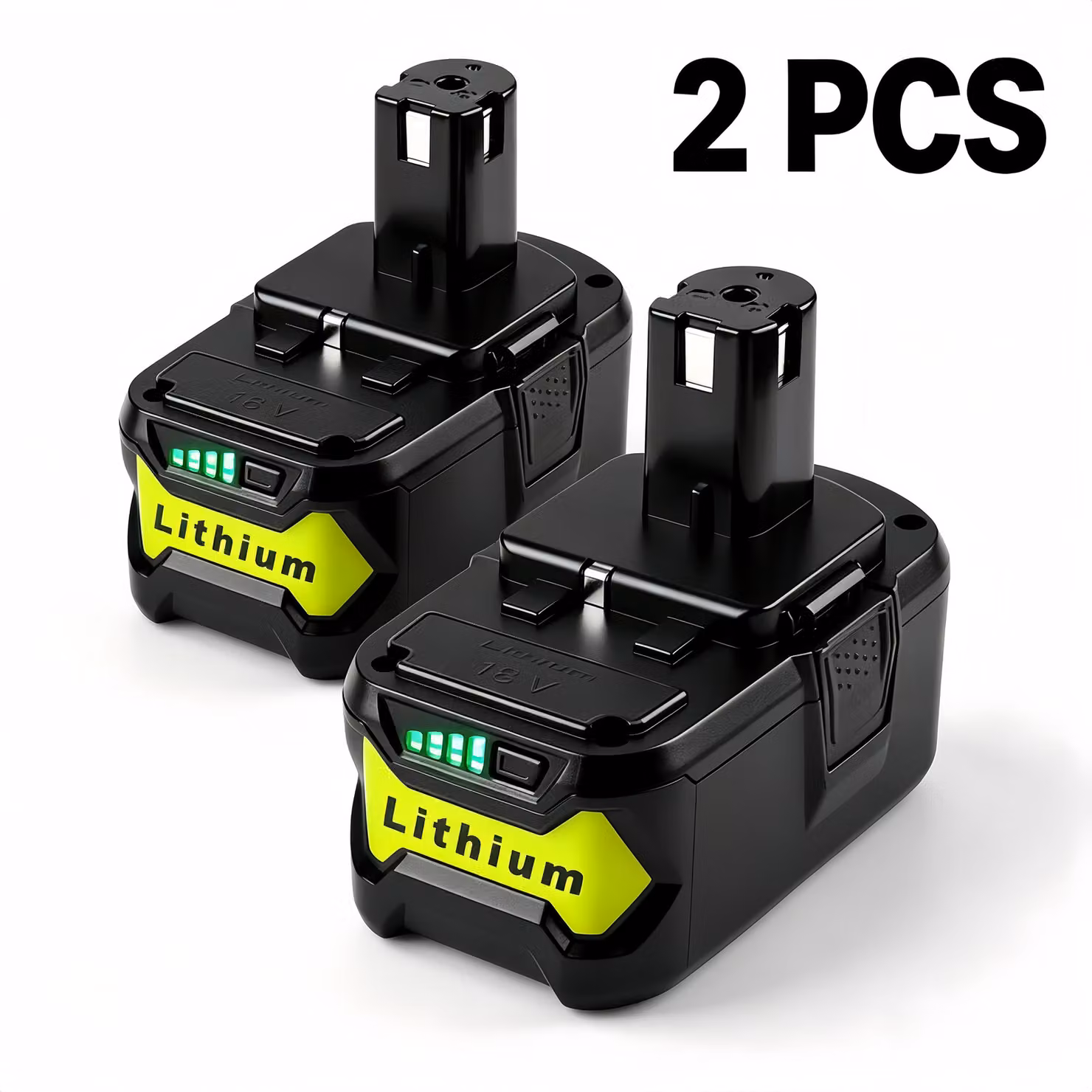 2× Batteria di ricambio Ryobi 18V 6,0 Ah Li-Ion, compatibile con ONE+ P107 P108 RB18L50, indicatore LED