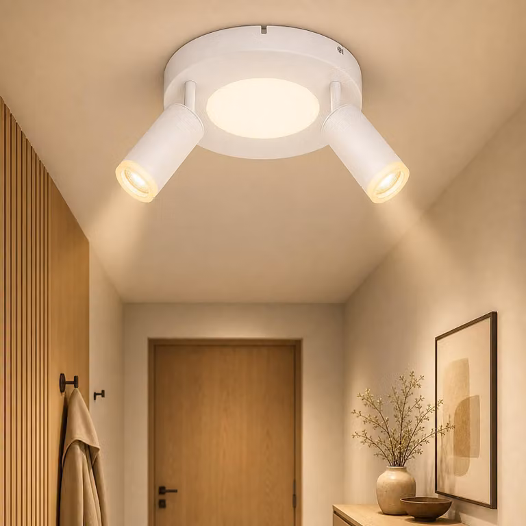 ZMH plafoniera Faretto da soffitto a led GU10 2 fiamme - lampada da soffitto bianco 3000k bianco caldo 20W lampada da camera da letto orientabile 350° faretto da soffitto