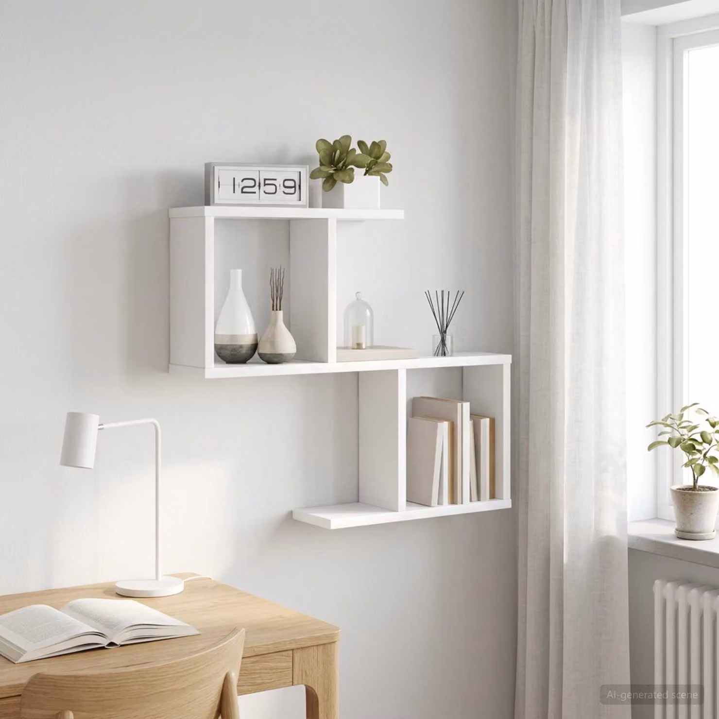 Scaffale da parete moderno vidaXL Bianco L: 60 cm, P: 12 cm, H: 50,5 cm