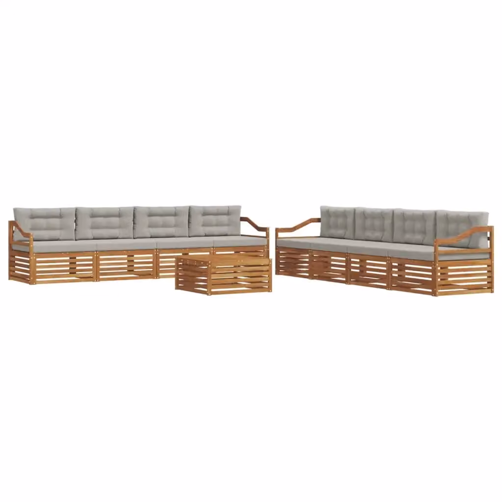 Set di mobili da esterno vidaXL in legno di acacia con divani e tavolino da giardino, colore beige e grigio – 2