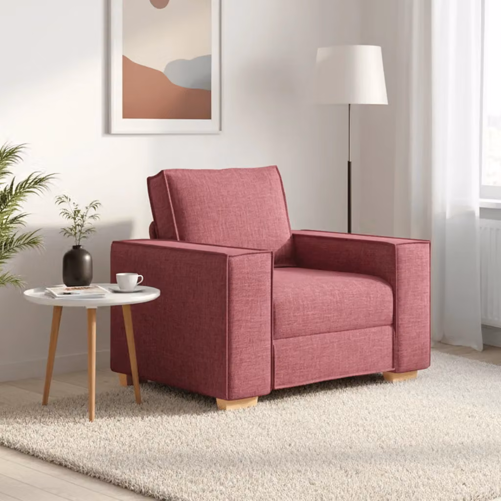 Poltrona Divano vidaXL in Tessuto Rosso, Design Moderno con Braccioli, L/P/H: 100 x 78 x 84 cm