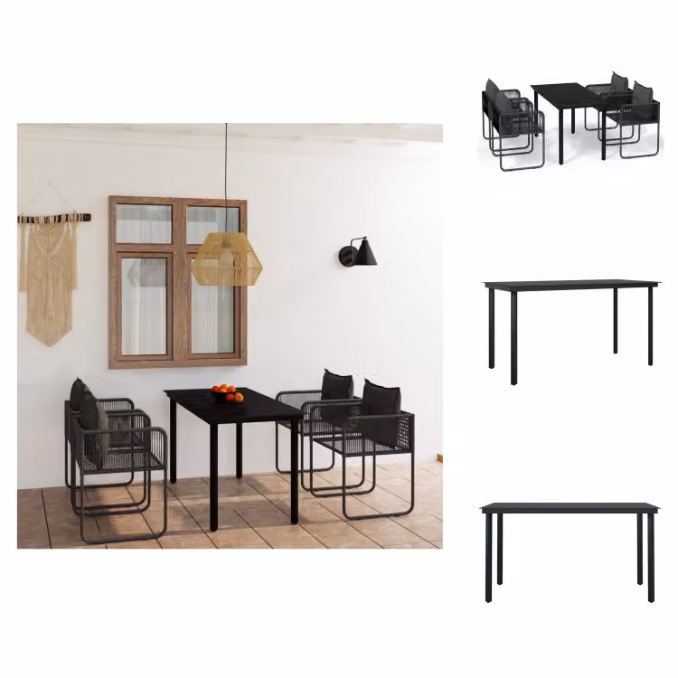 vidaXL Set da pranzo da giardino 5 pezzi nero - Set di mobili da giardino