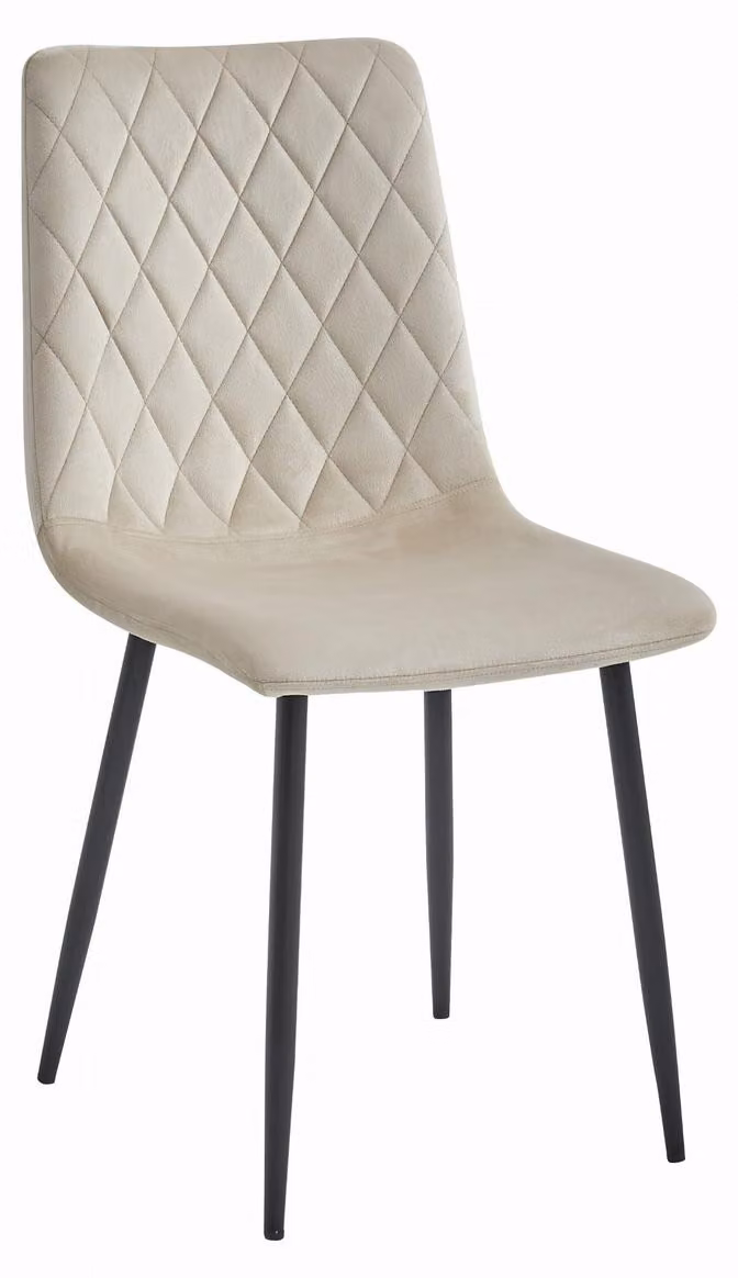 Sedia Turin in velluto beige con gambe in metallo nero
