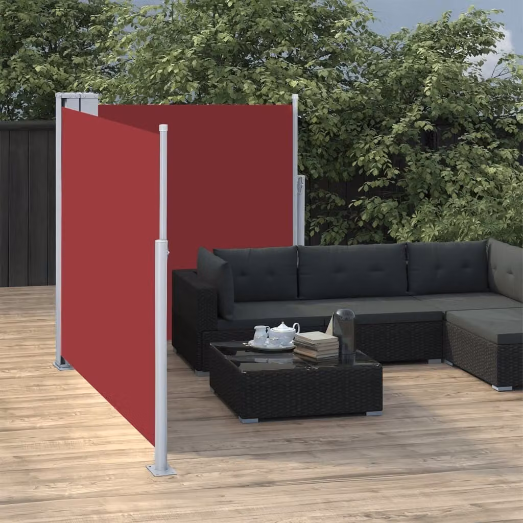The Living Store Tenda laterale estensibile rossa 100 x 600 cm