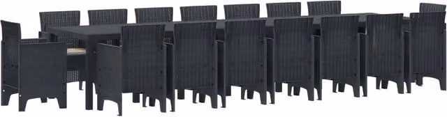 Set da pranzo da giardino moderno vidaXL in rattan antracite con 17 pezzi