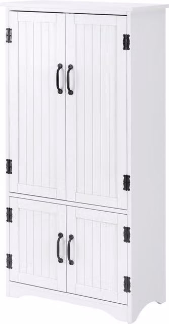 Buffet da cucina moderno Aosom con 2 armadietti e 3 ripiani in MDF bianco opaco