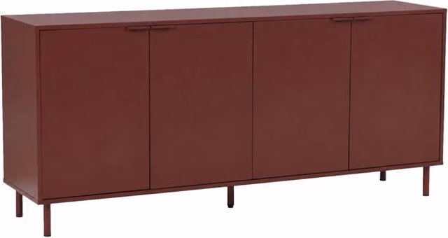 Credenza decorativa in legno e metallo 4 ante, 160cm, bordeaux