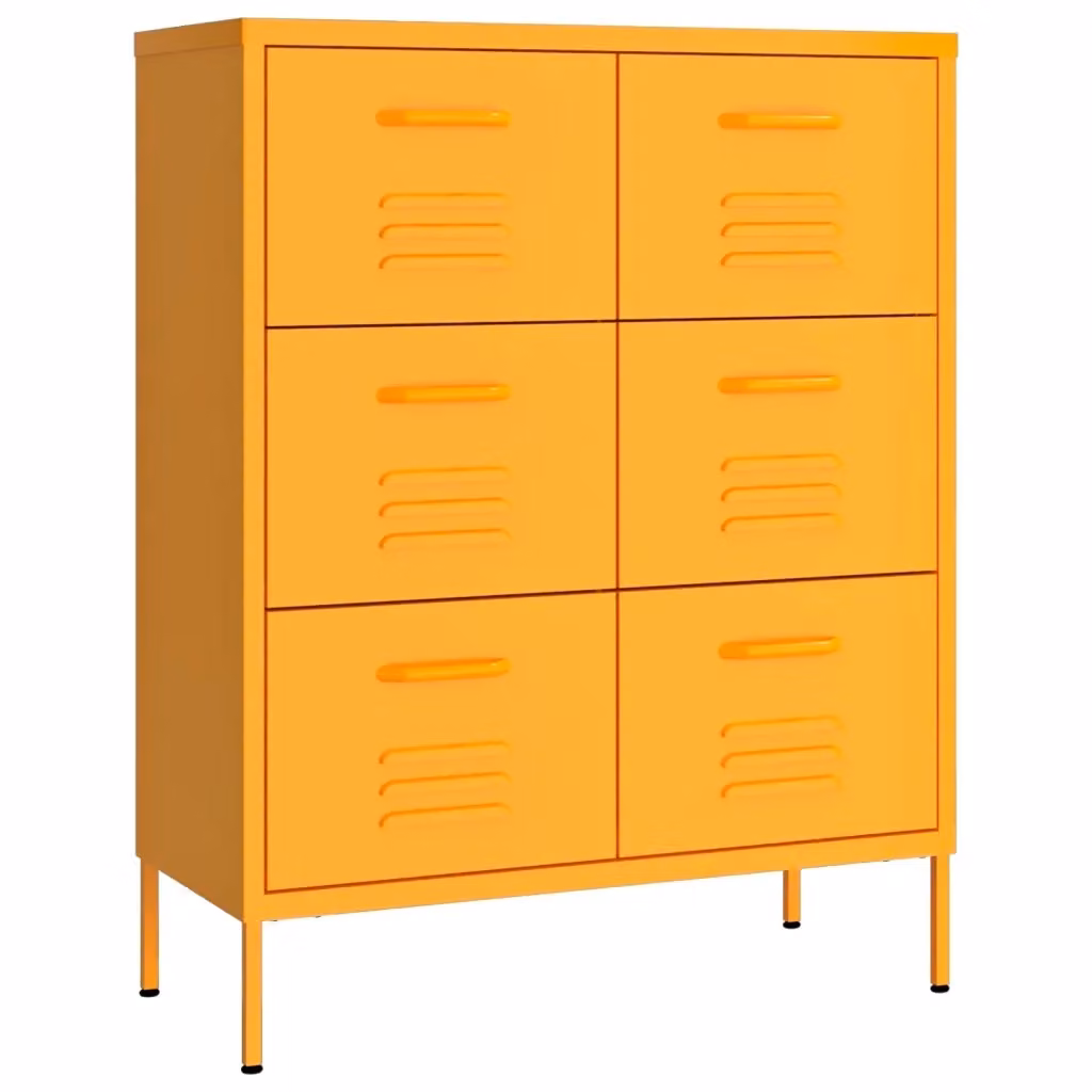 Cassettiera vidaXL in metallo giallo opaco L 80 cm, P 35 cm, H 101,5 cm – 2