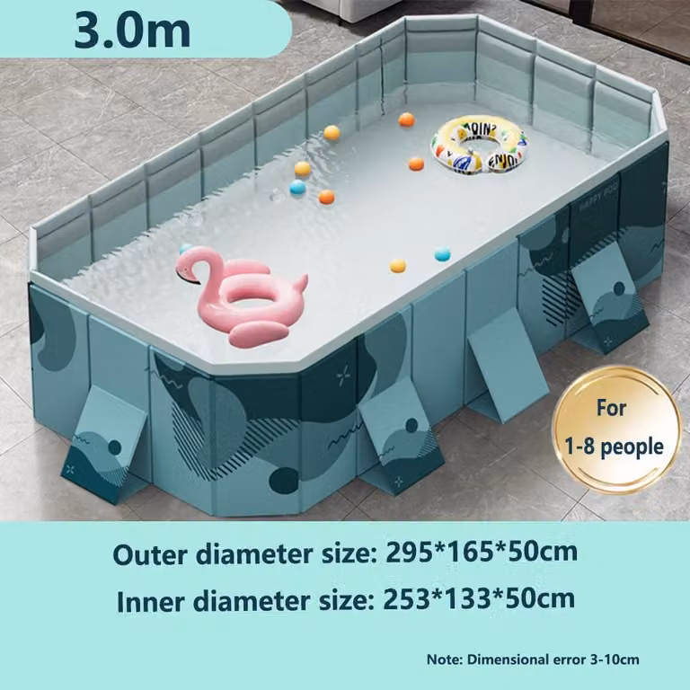 Piscina per famiglie - Piscina rettangolare - Non gonfiabile - Pieghevole - 3,0 metri - Per l'uso in giardino - Larghezza 3,0 metri