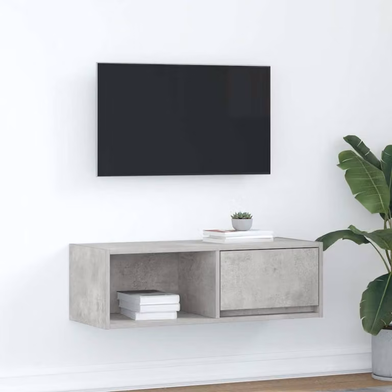 Mobile per TV moderno vidaXL in legno e MDF, Grigio Cemento, L 80 cm x P 31 cm x H 25,5 cm
