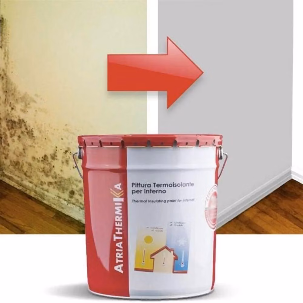 Atria Atriathermika Pittura per Interni Termoisolante e Antimuffa Bianca Opaca, 13 l – 2
