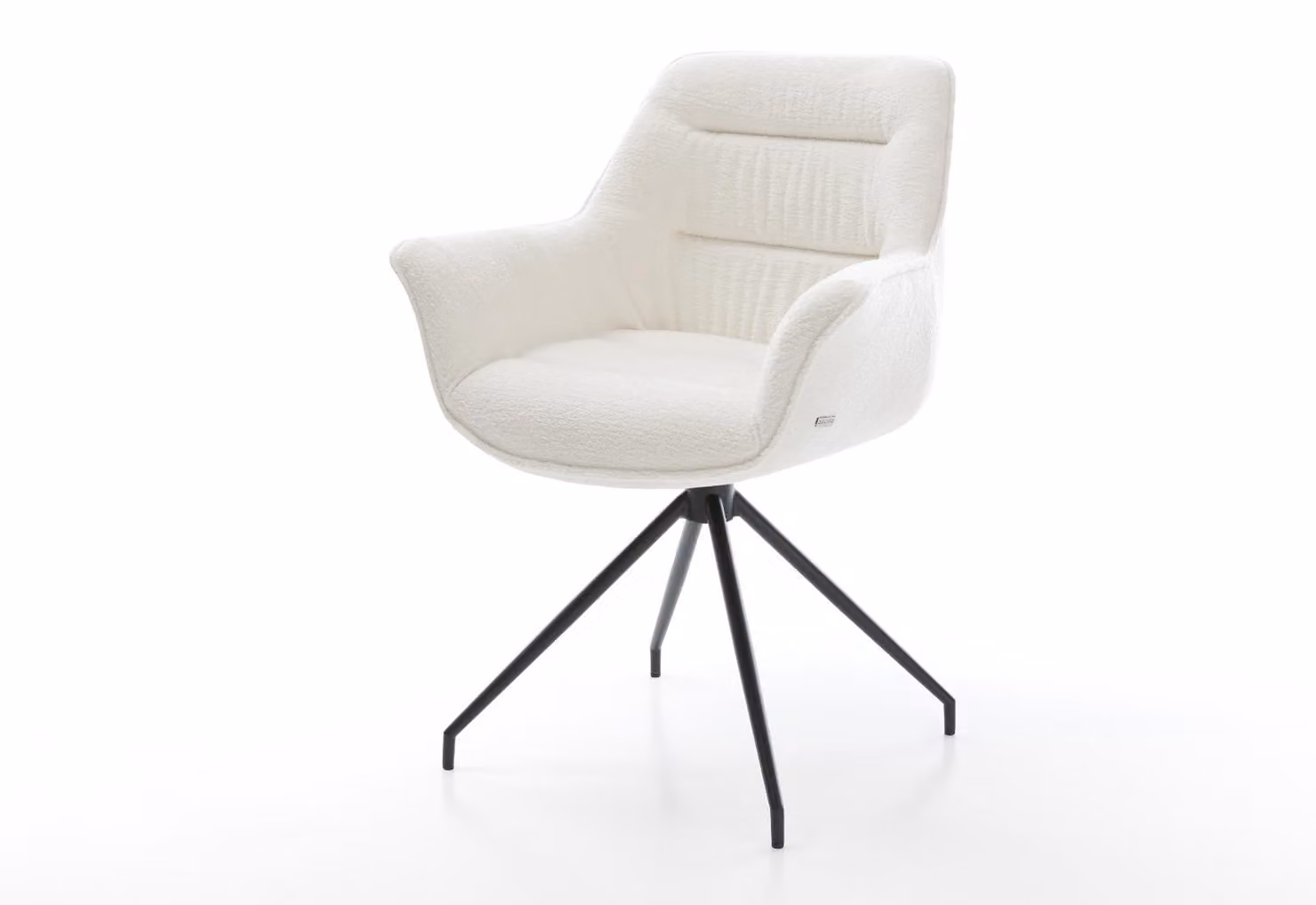 DELIFE Sedia da pranzo Kaira-Flex Bouclé Soft Beige con struttura a croce conica nera