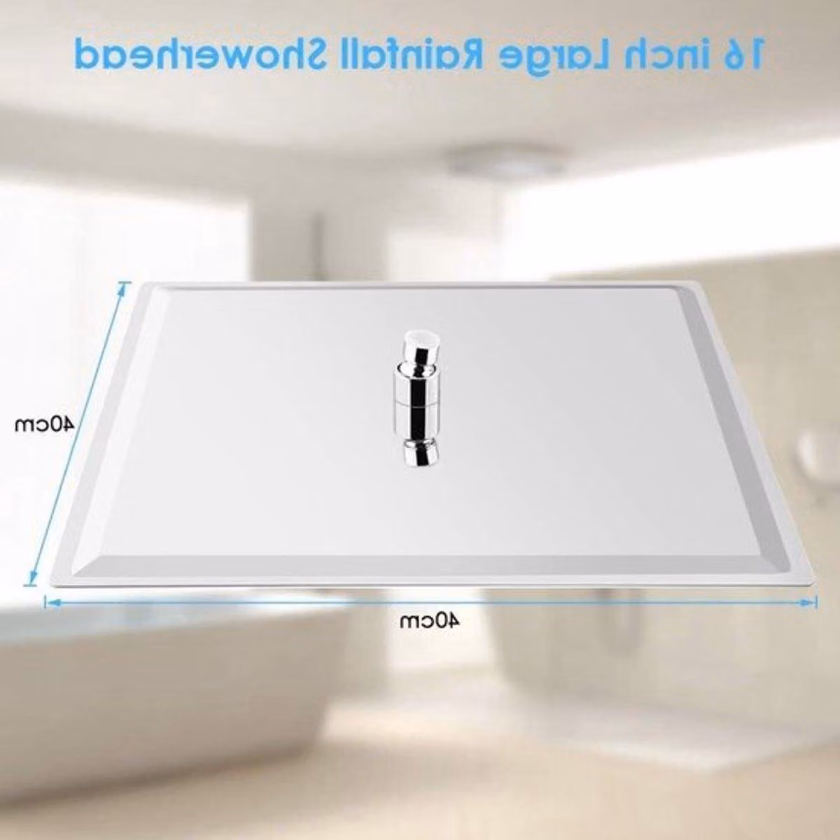Doccia a pioggia quadrata ultrasottile in acciaio inossidabile – soffione a cascata per un bagno con finitura cromata (40 x 40 cm)