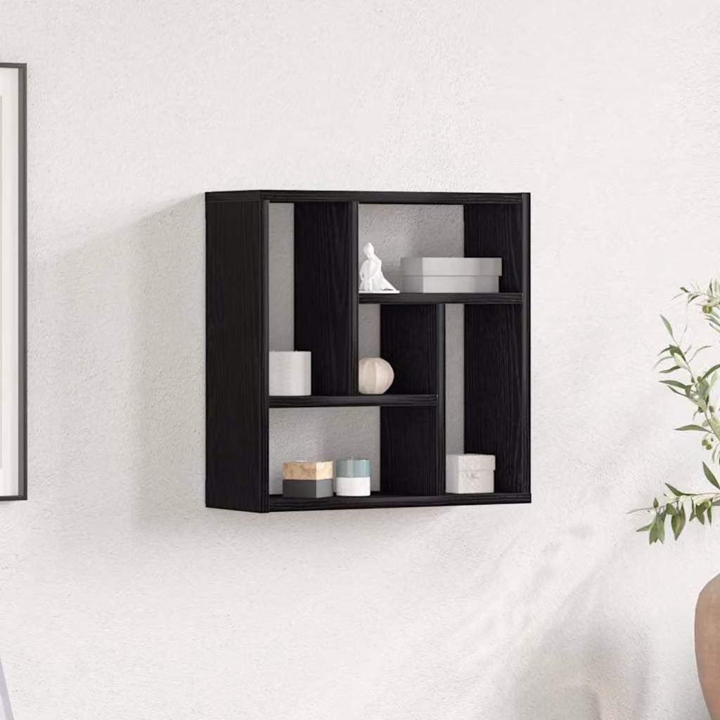 Scaffale a parete vidaXL moderno in MDF nero opaco L 45 cm x P 16 cm x H 45 cm