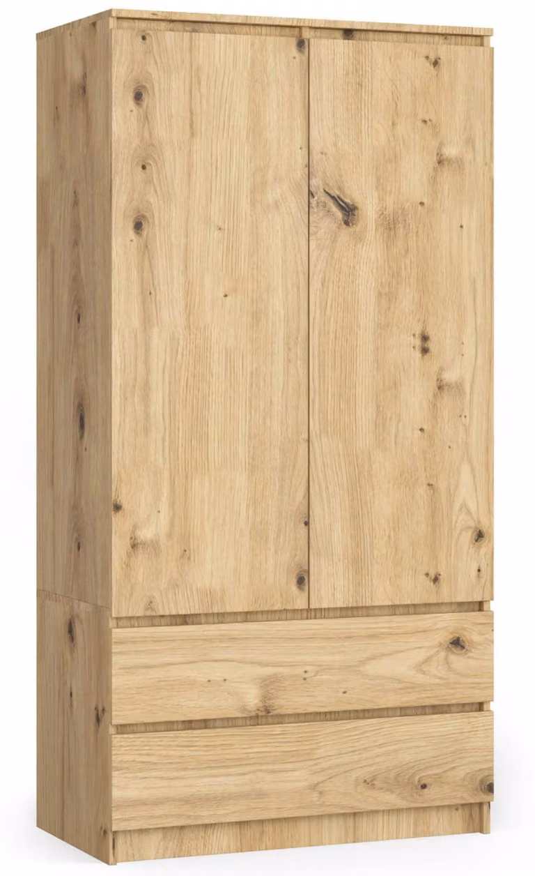 Armadio "raumhirsch" S90, 90 cm, appendiabiti con 2 ante e 2 cassetti, altezza 180 cm, marca CLP
