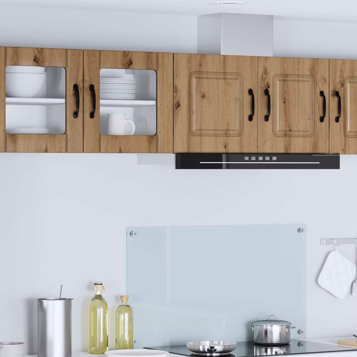 Set di 2 mobili da parete LUCCA vidaXL con ante in vetro, Rovere Artigianale, Marrone, L/P/H: 40 x 40 x 16,67 cm