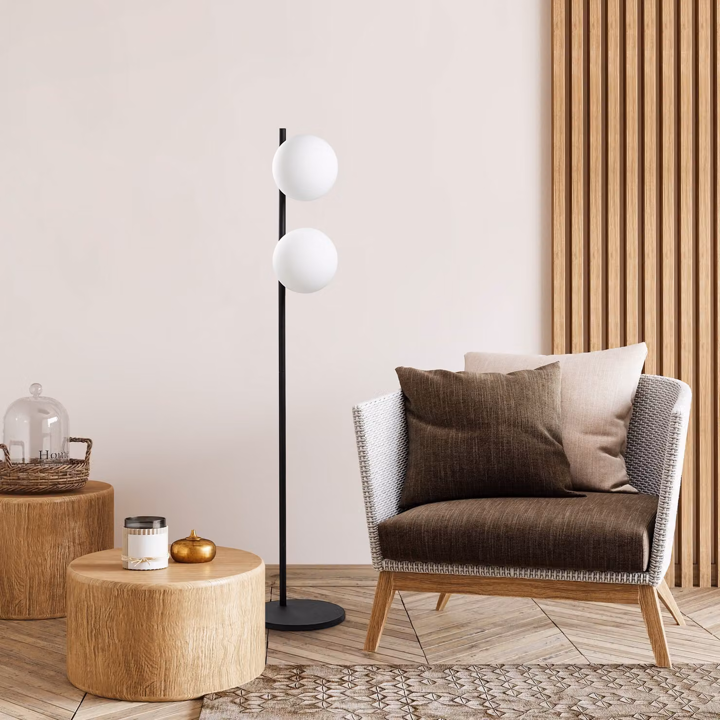 Opviq, Dual 13755 - Nero, Lampada da terra, CORPO IN METALLO, Nero, 155 x 30 x 30 cm