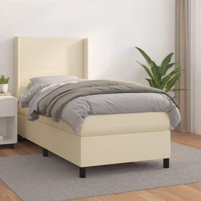 Giroletto a Molle con Materasso Crema 90x200 cm in Similpelle 3132359