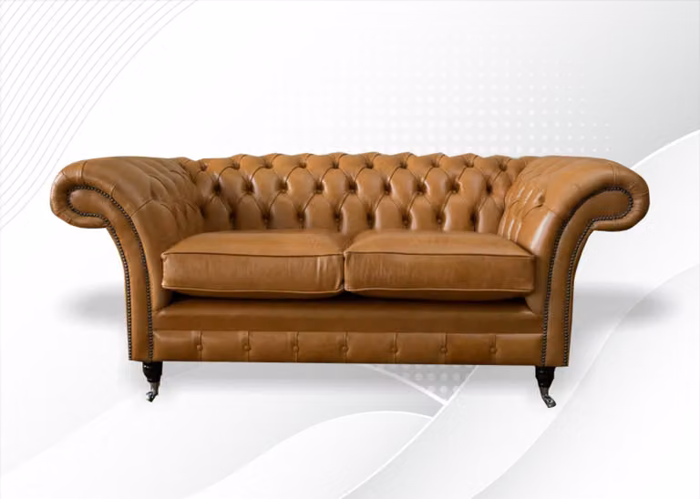 Braune Chesterfield 2 Sitzer Leder Nussbraun Design Couchen Sofas Couch Sofa