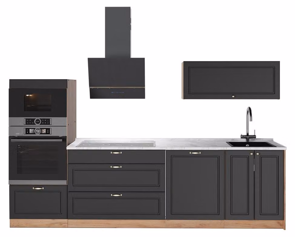 Cucina componibile Vicco Fame-Line Oro-antracite rustico/Rovere dorato 280 cm, PL Marmo, Model 64680
