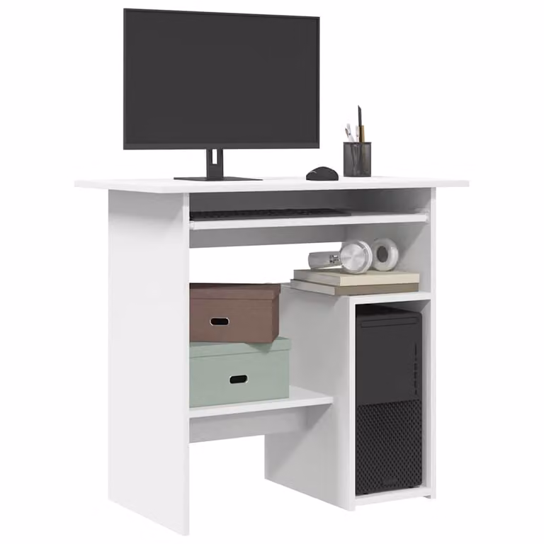 Scrivania da computer moderna vidaXL bianca in legno MDF L: 80 cm, P: 45 cm, H: 74 cm