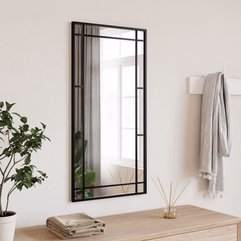 Specchio da parete rettangolare vidaXL in metallo e vetro nero L: 40 cm, H: 80 cm
