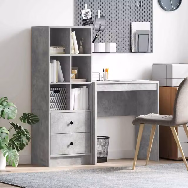 Scrivania Grigio cemento 115,5 x 40 x 127 cm 2 pz 3337308