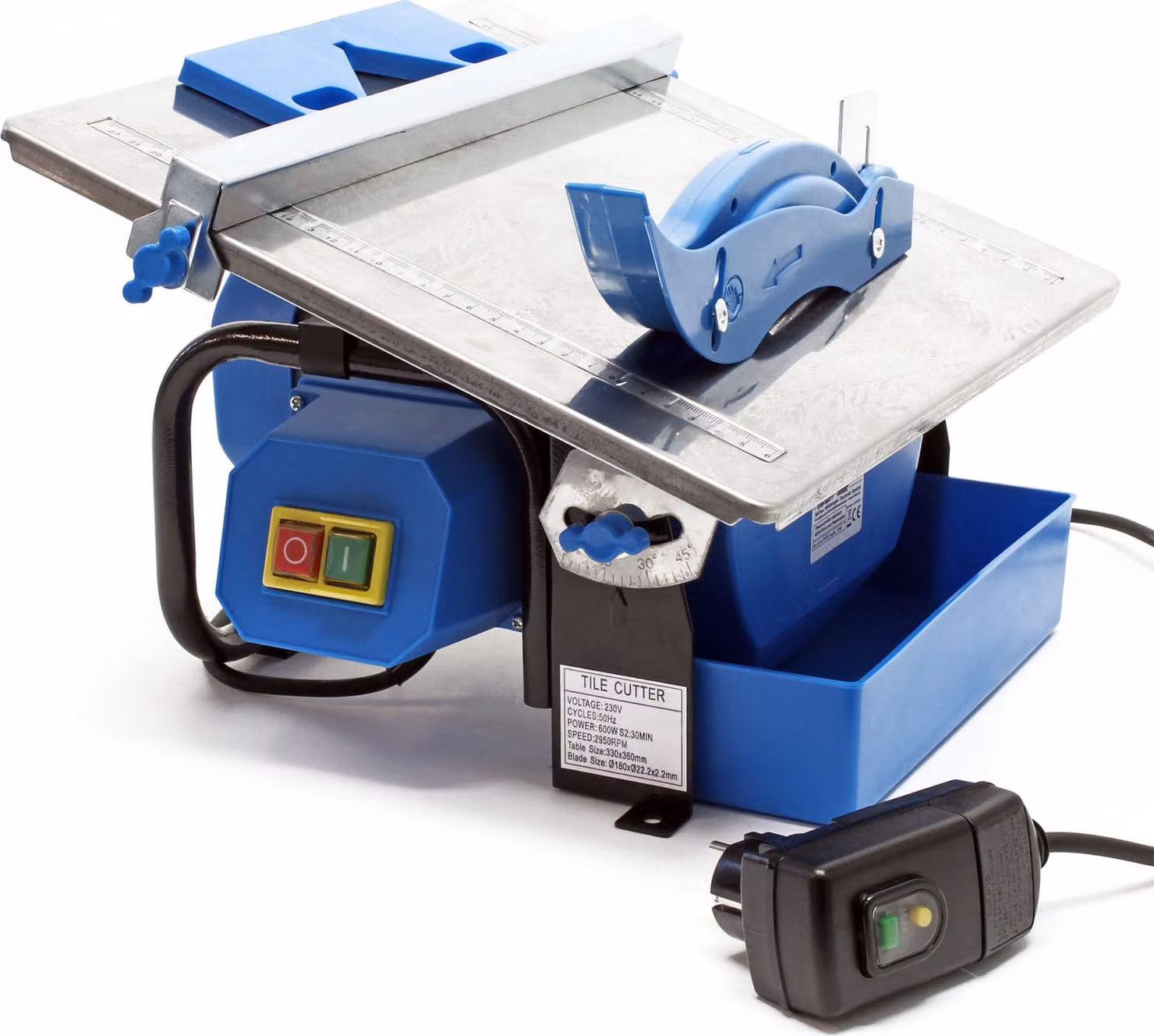Tagliapiastrelle Wiltec elettrica 600 W fino a 34 mm di spessore della piastrella, sega per piastrelle a umido con supporto inclinabile