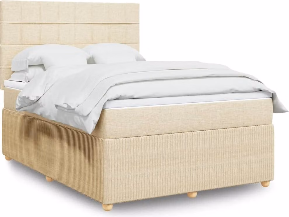 Maison Exclusive - Letto boxspring con materasso Crema 140x200 cm Tessuto